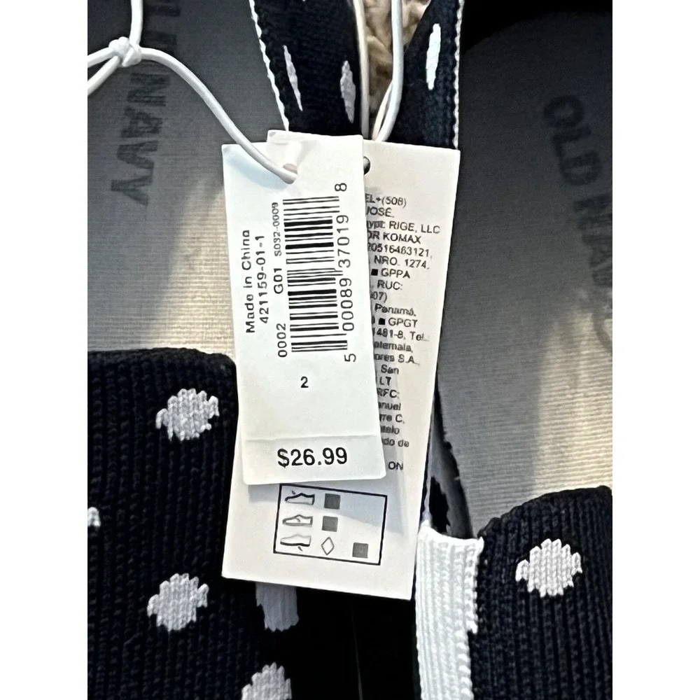 NWT Old Navy Girls‎ Unisex Slip-on Casual Shoes Navy Blue Polka Dot Size 2